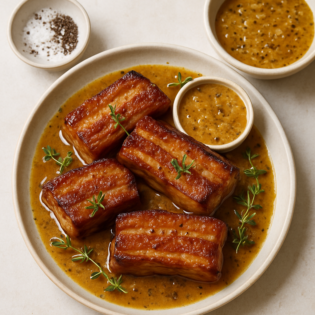Maple Mustard and Cider Braised Pork Belly