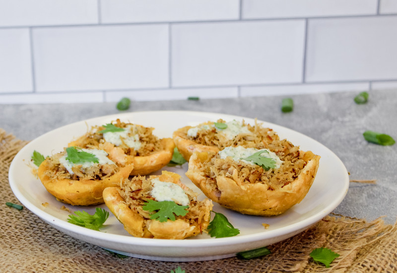 Plantain Cups with Shredded Chicken