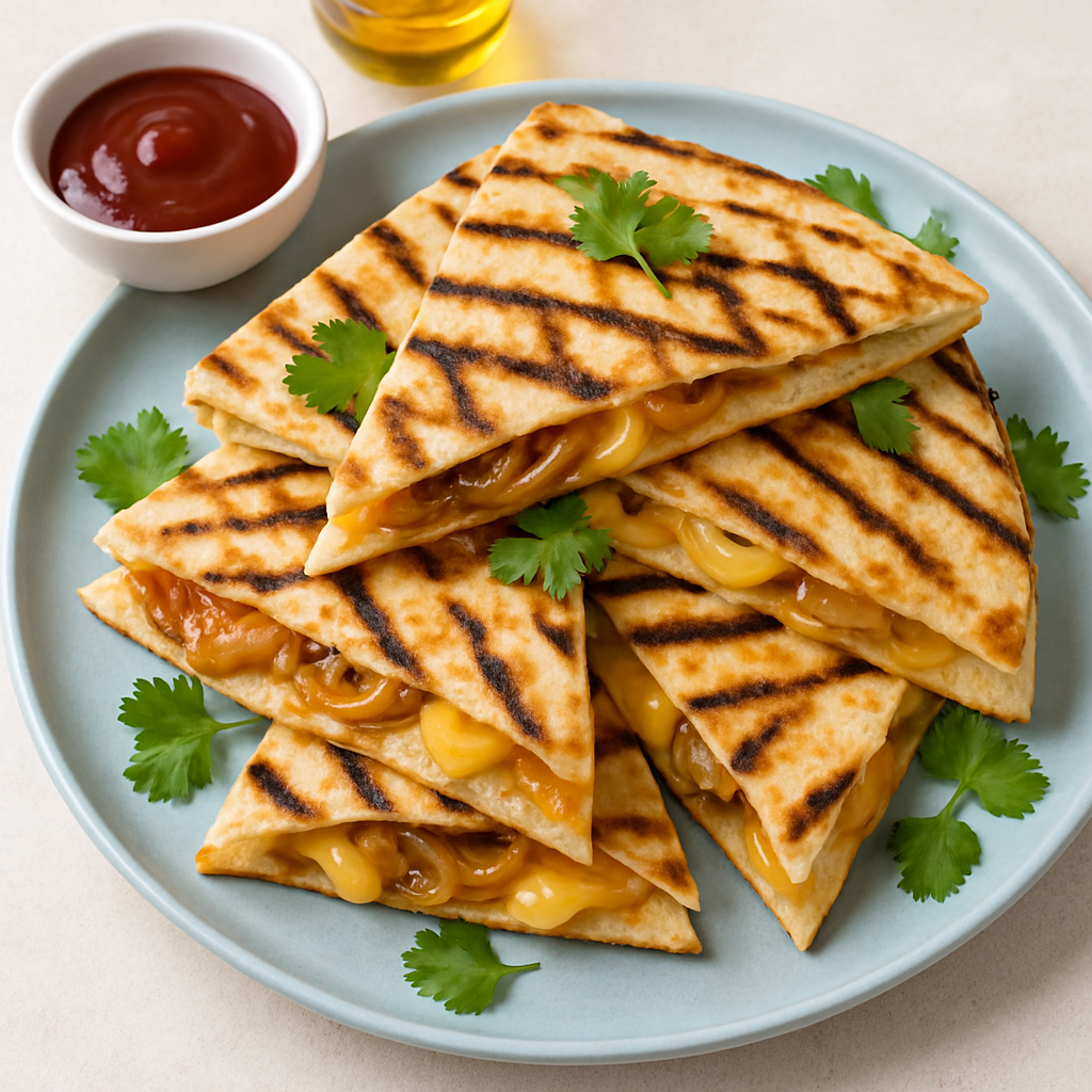 Grilled Barbecue Onion and Smoked Gouda Quesadillas