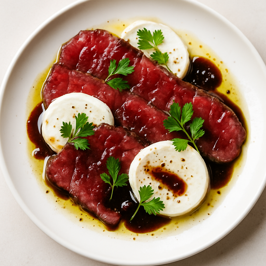 Rare Aged Balsamic Beef With Mozzarella
