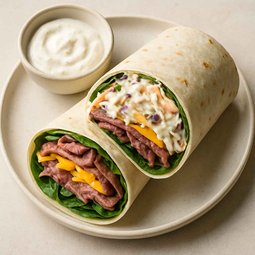 Envoltorio de Carne Asada con Ensalada de Rábano Picante