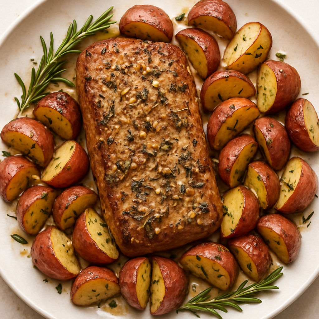 Roasted Rosemary and Garlic Pork Loin with Potatoes