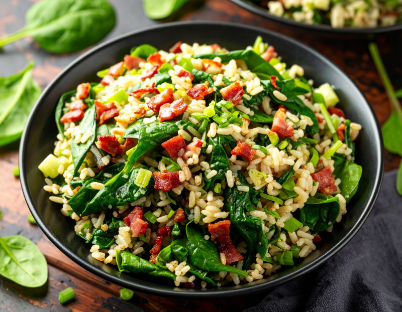 Ensalada de Arroz con Espinacas