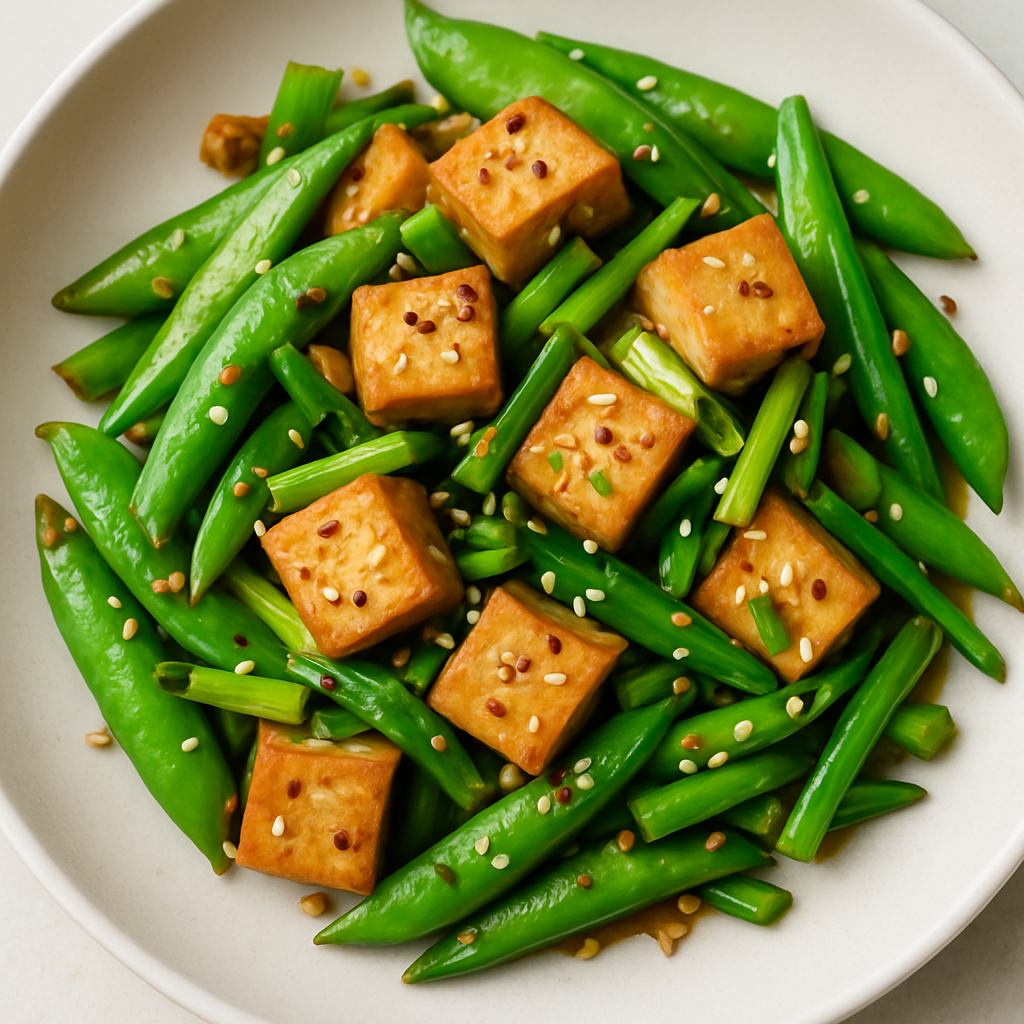 Tofu with Snap Peas and Scallions