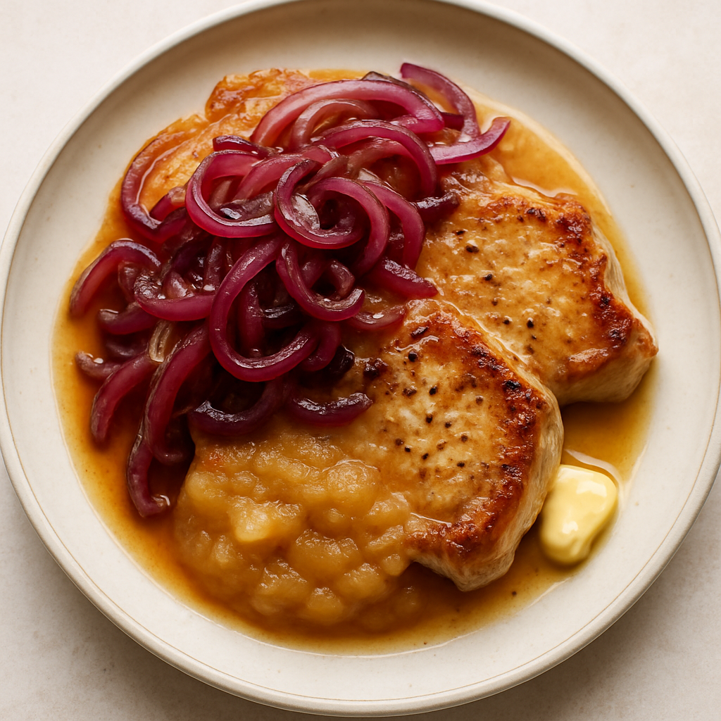 Pork Chops with Caramelized Onion and Apple Compote