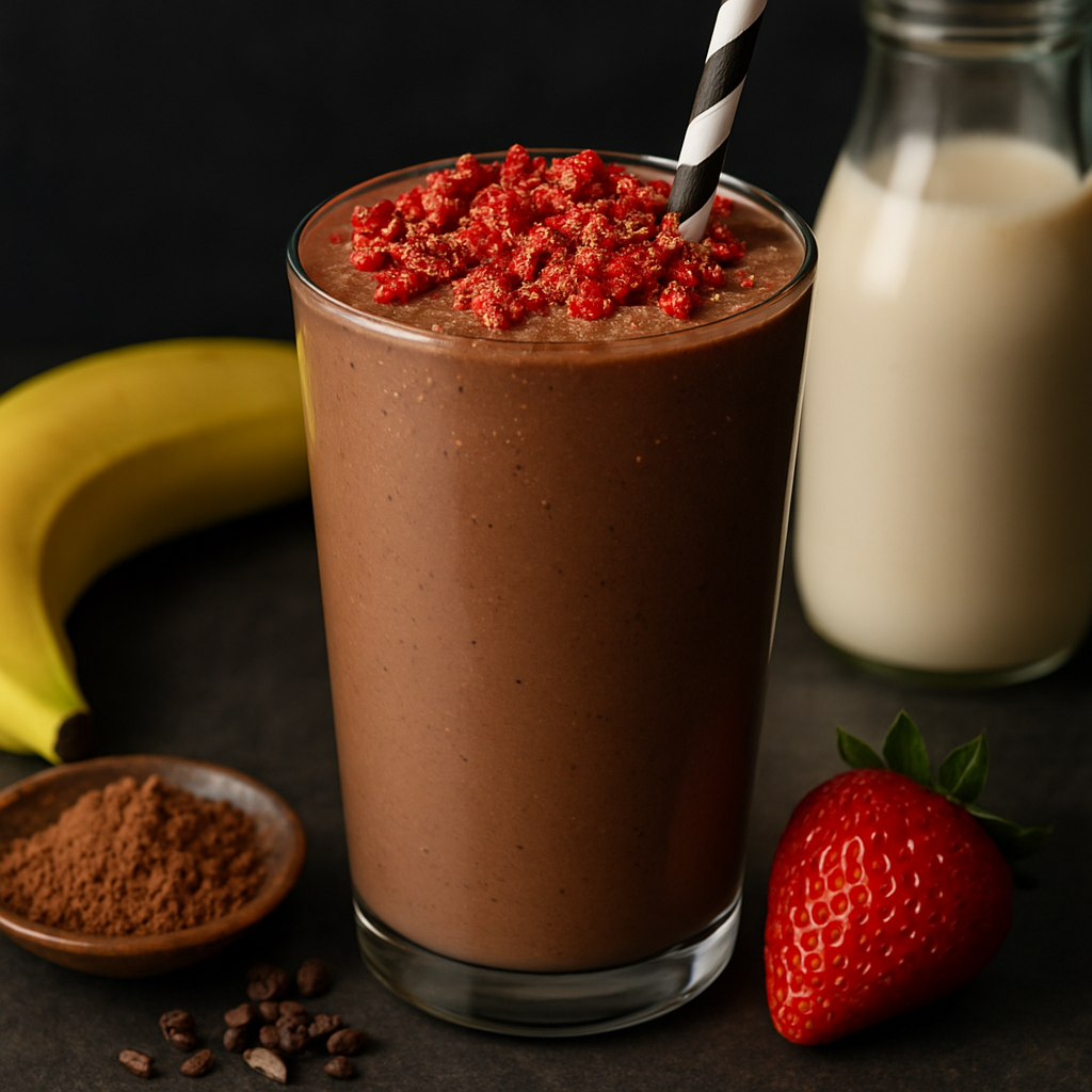 Chocolate Covered Strawberry Protein "Milkshake"