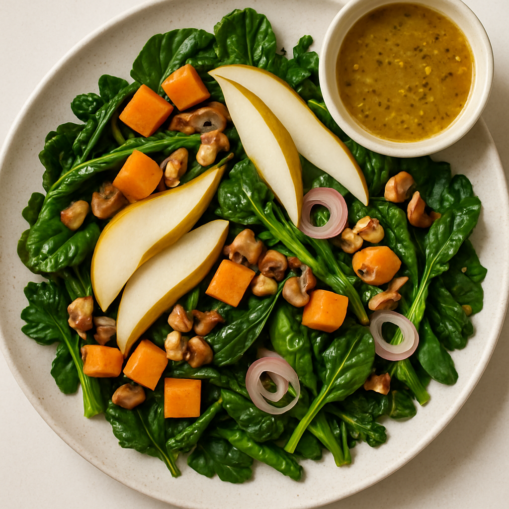 Wilted Autumn Greens with Honey Mustard Vinaigrette