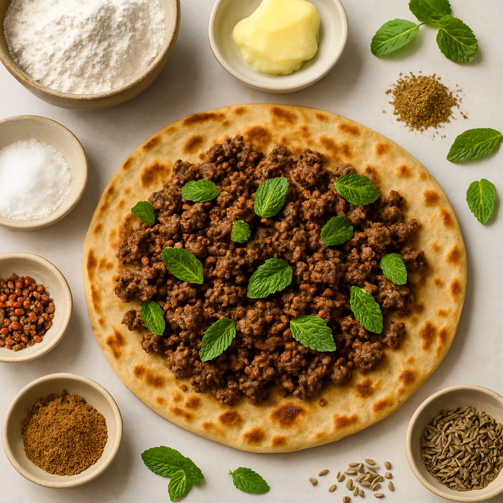 Pan Plano con Carne Especiada (Khima Chapati)
