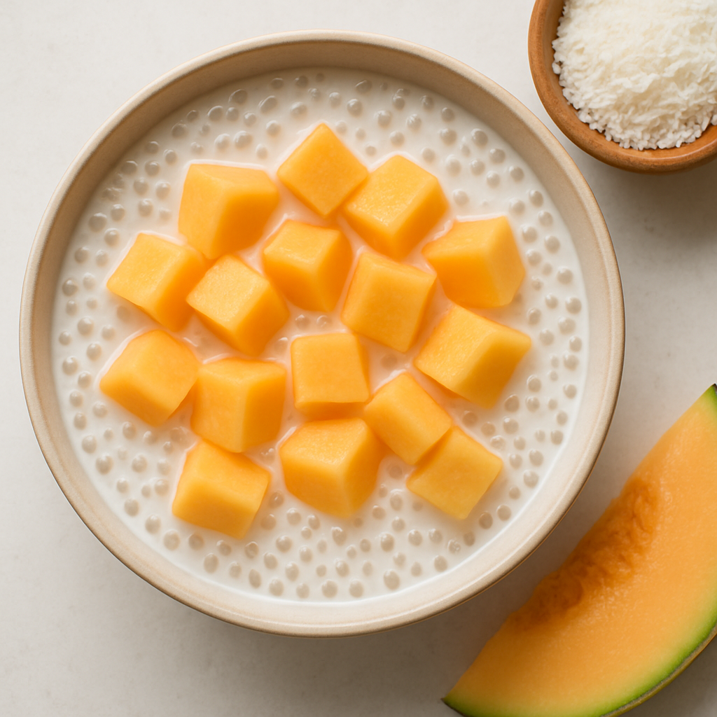 Tapioca Pearls with Sweet Coconut & Melon