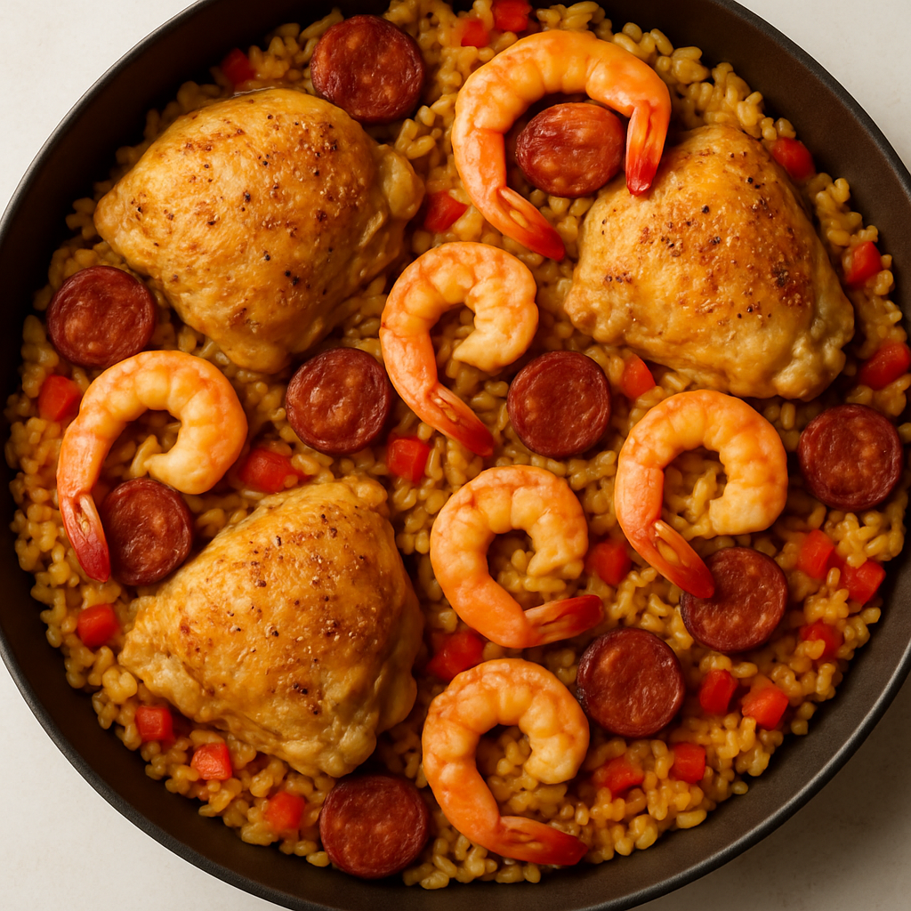 Easy Chicken and Shrimp Paella