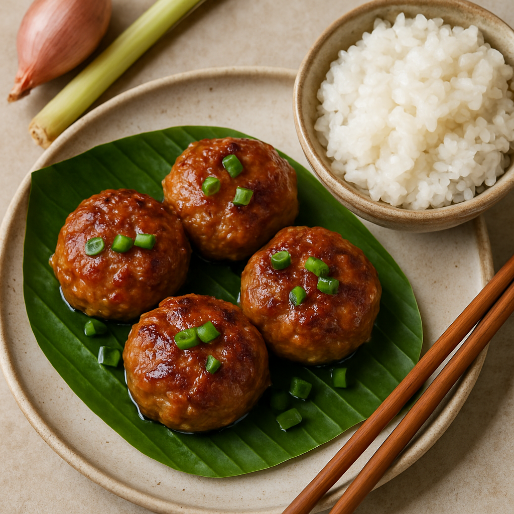 Asian Hamburgers with Sticky Rice