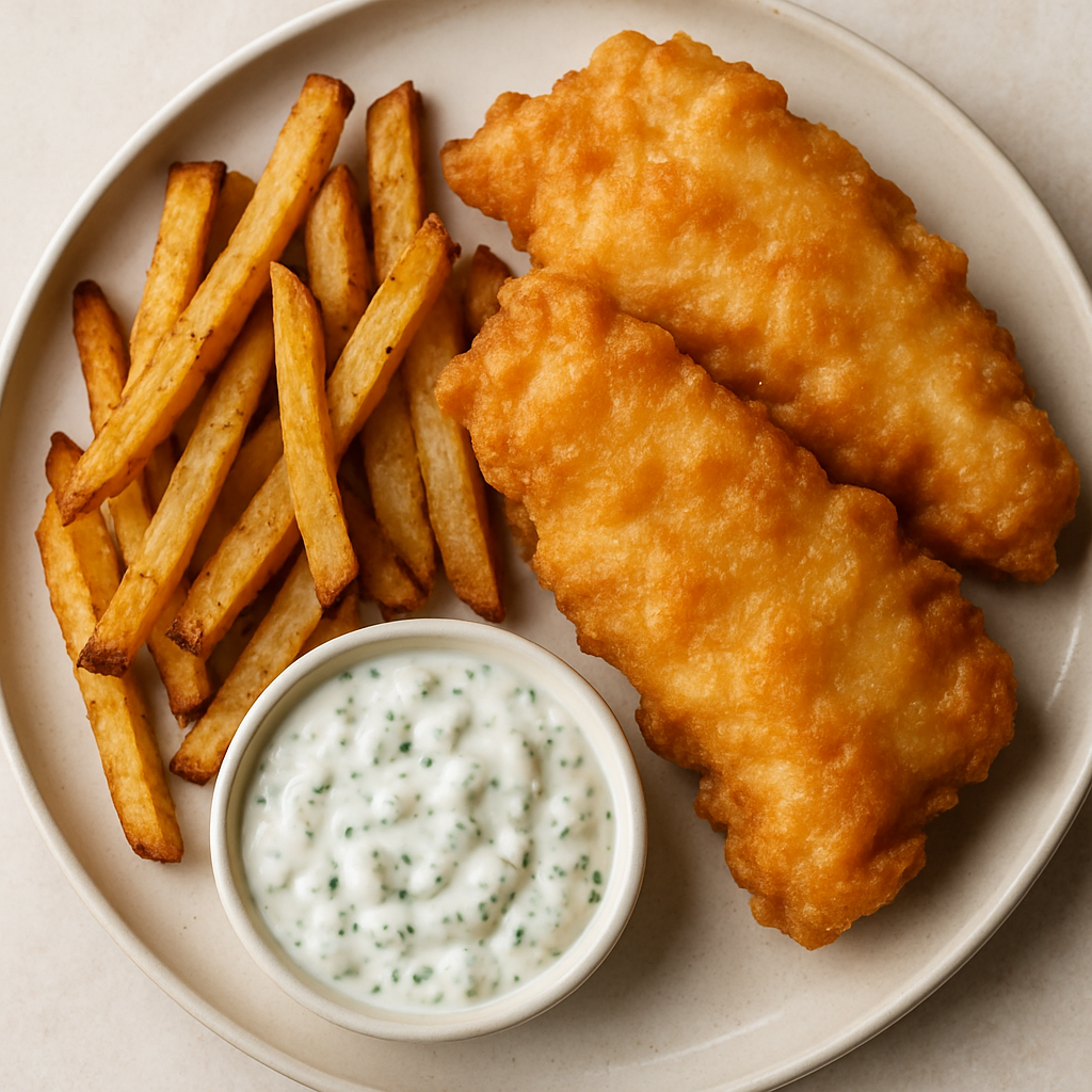 Pescado y Papas Fritas con Salsa Tártara Casera