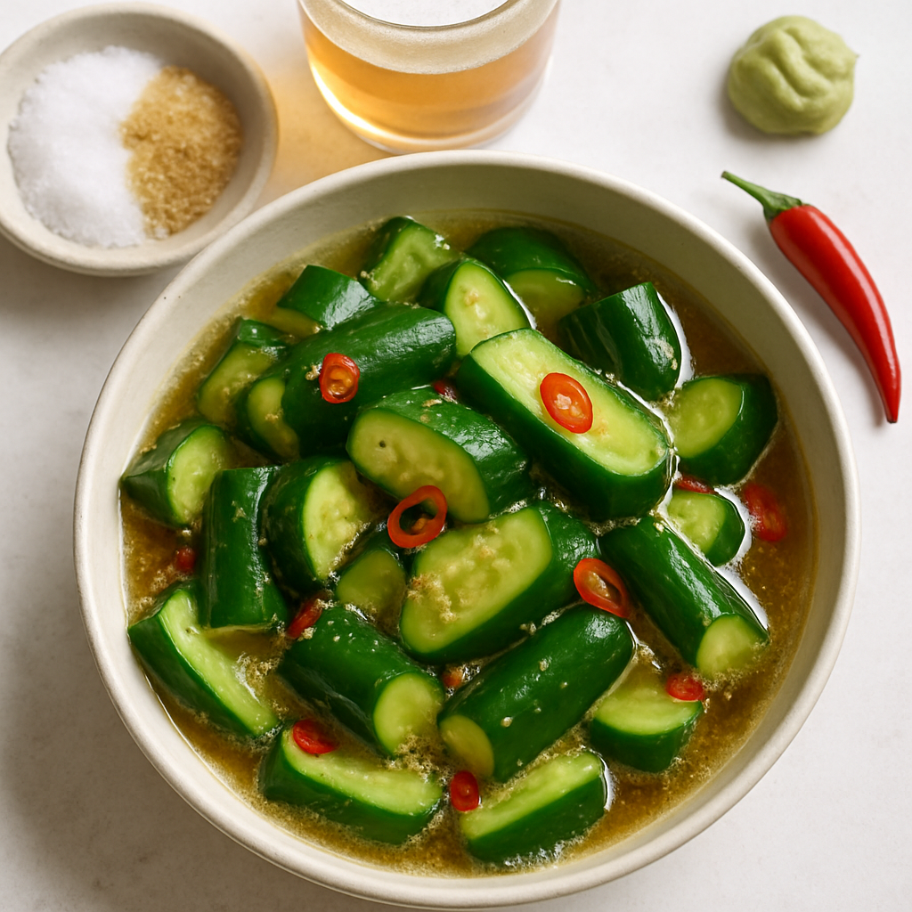 Beer and Wasabi Pickled Cucumbers