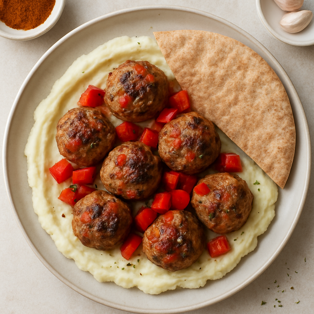 Pork & Pepper Meatballs on Parsnip Mash