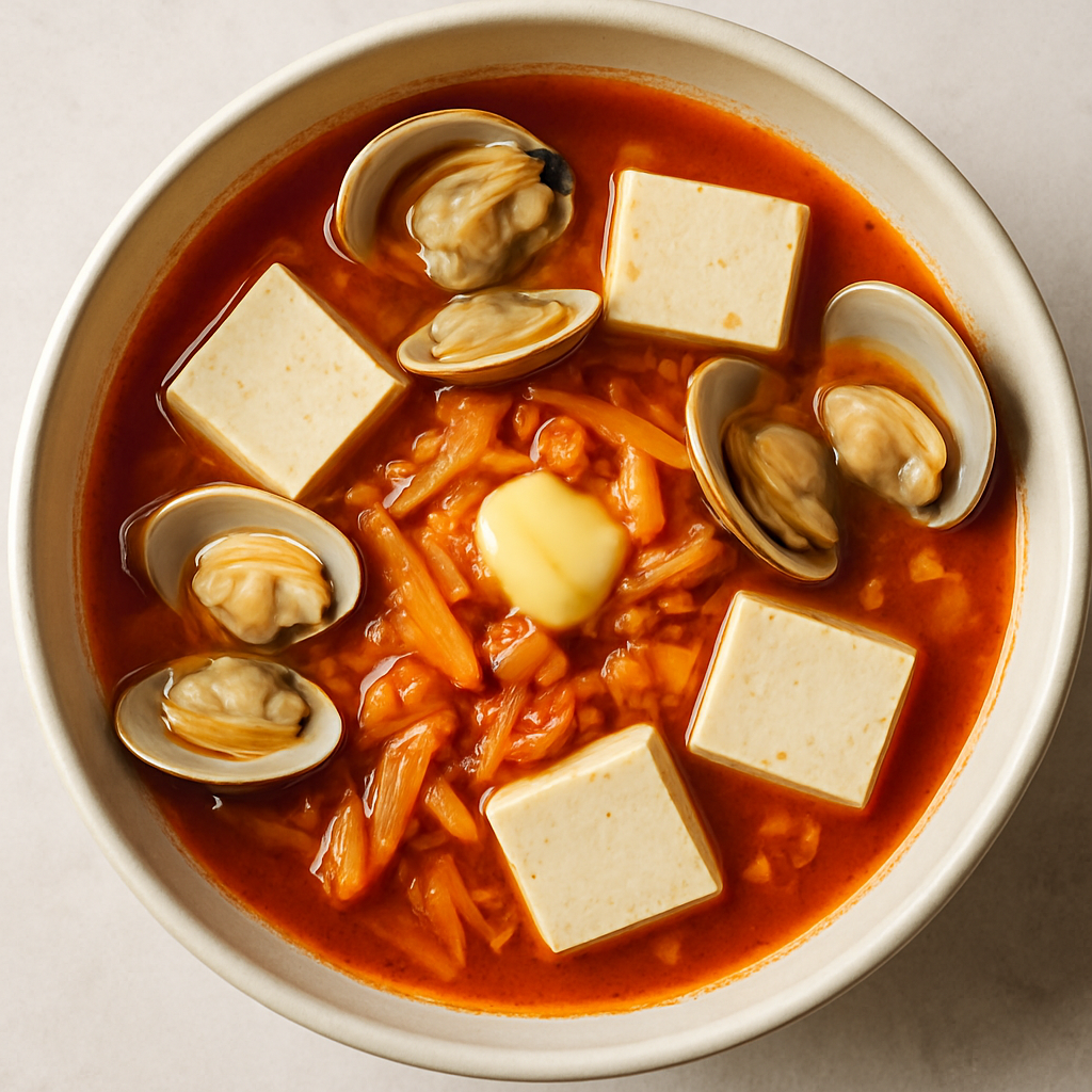 Sopa de Kimchi con Tofu y Almejas
