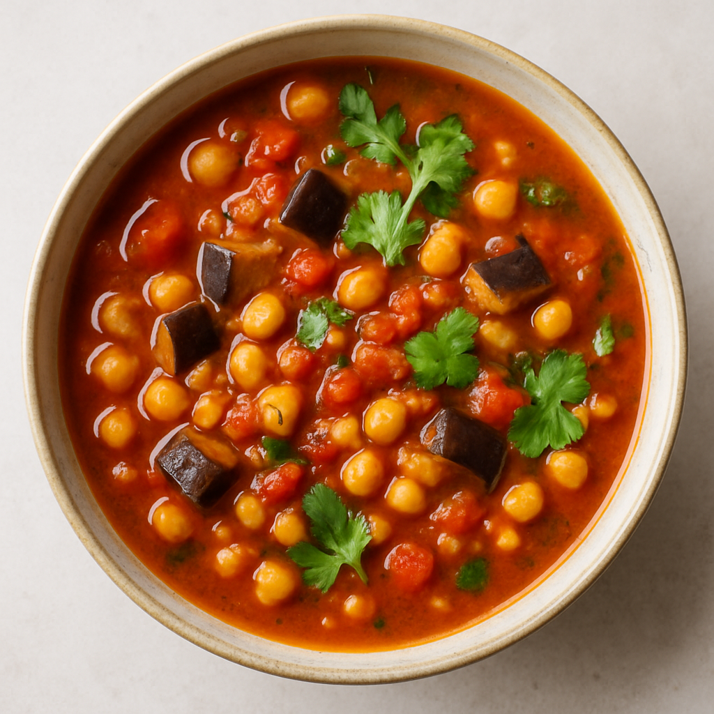 Spicy Harissa, Aubergine & Chickpea Soup