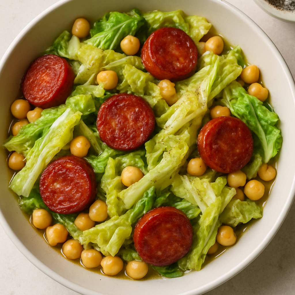 Chorizo Español con Repollo y Garbanzos