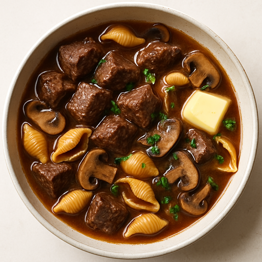 Guiso de Carne Molida Abundante con Conchas