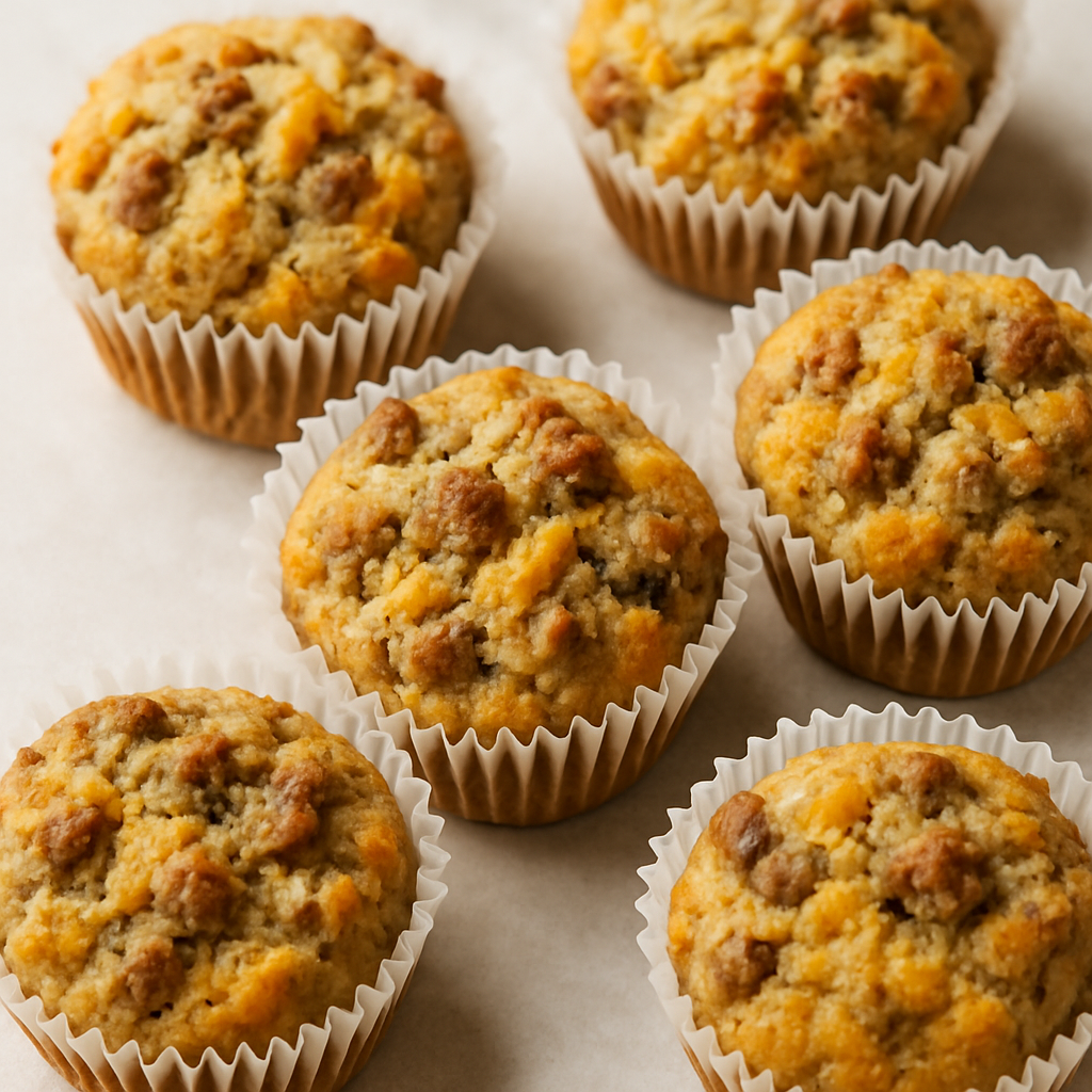 Muffins de Salchicha, Queso Cheddar y Aceite de Oliva
