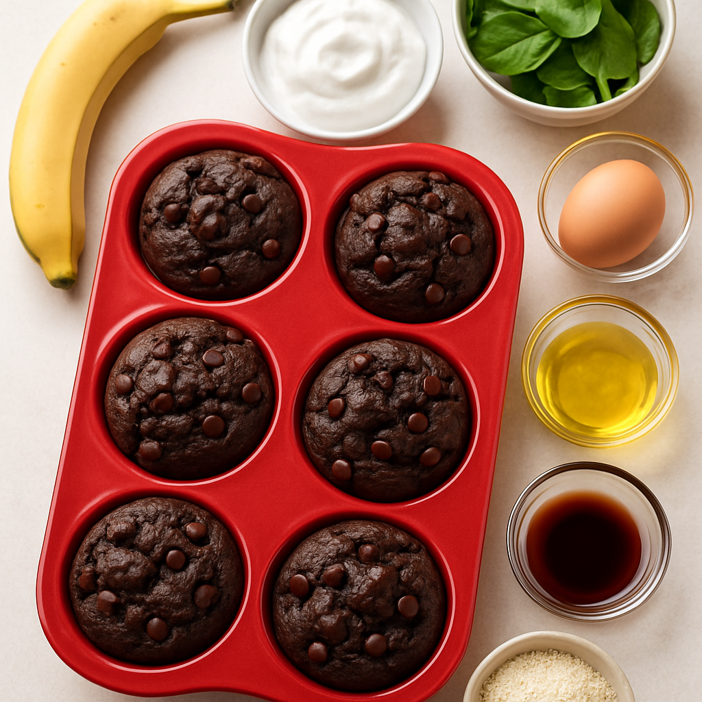 Sneaky Spinach Chocolate Chocolate Chip Muffins