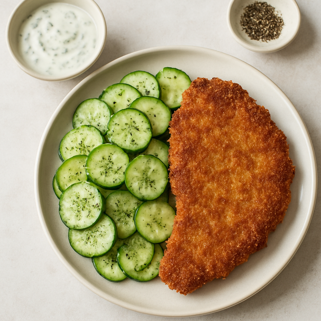 Pork Schnitzel with Cucumber Salad