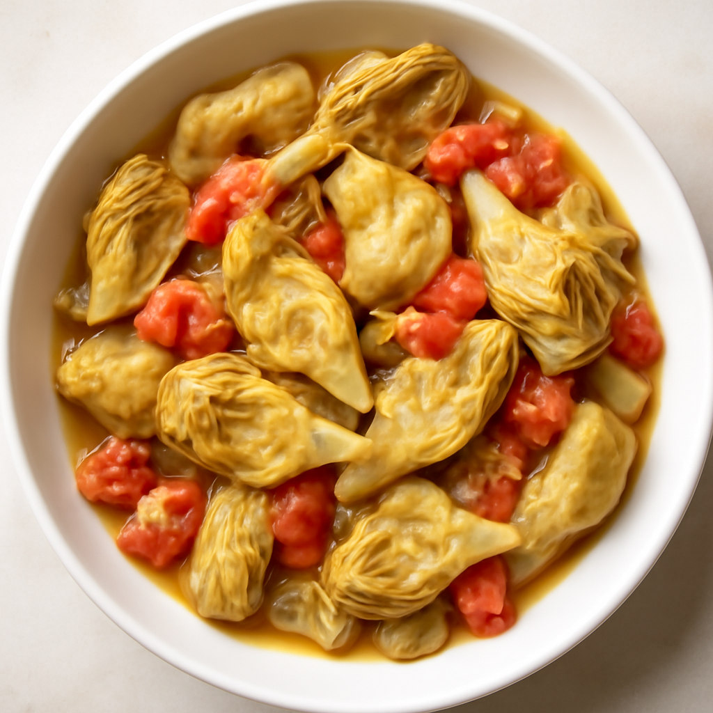 Baby Artichokes with Garlic and Tomatoes