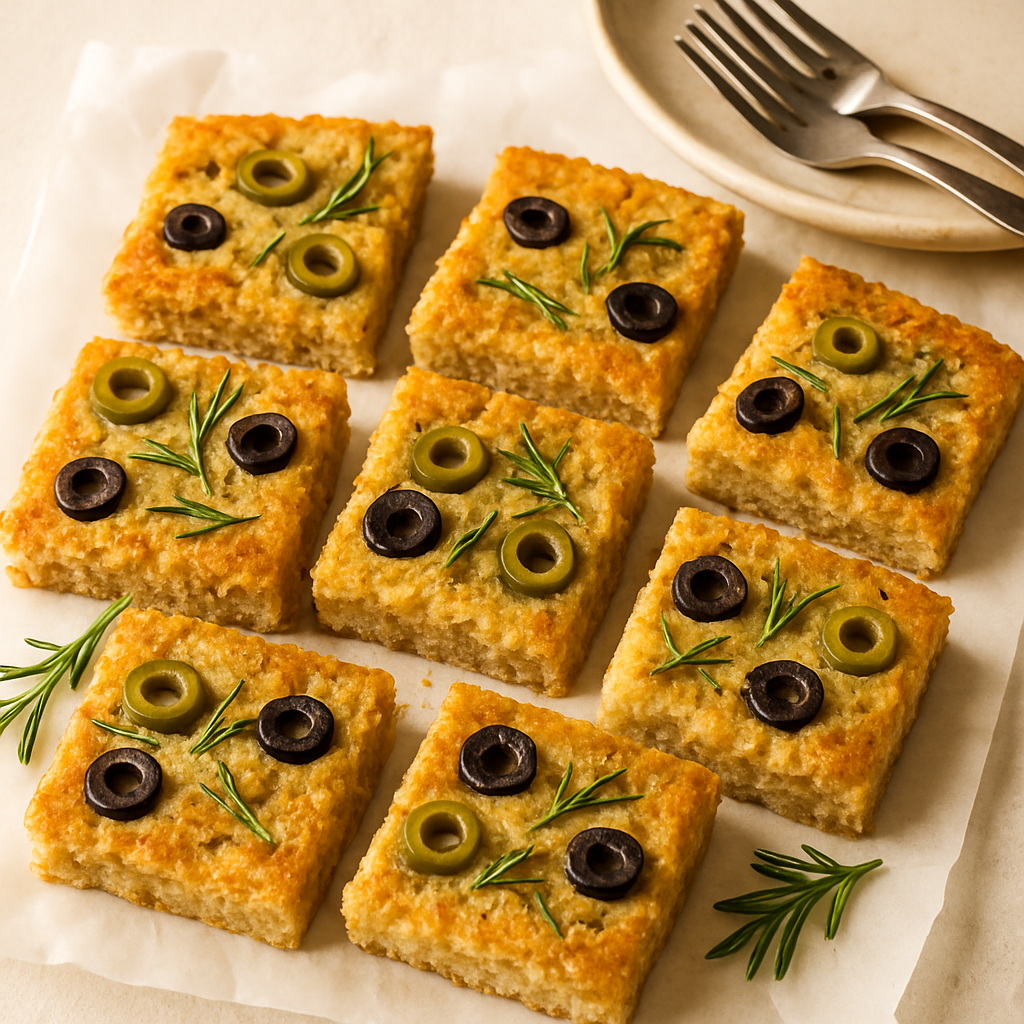 Focaccia de Coliflor con Aceitunas y Romero