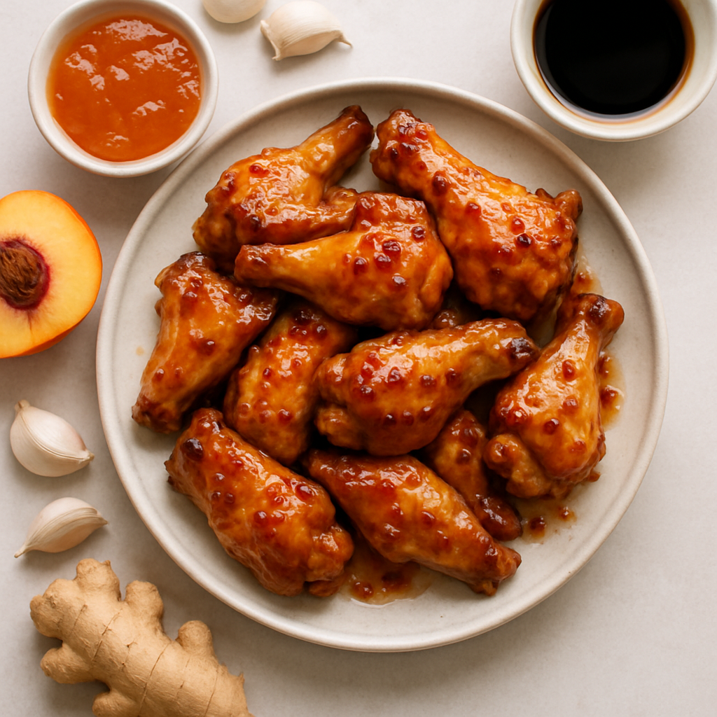 Peach-Lacquered Chicken Wings