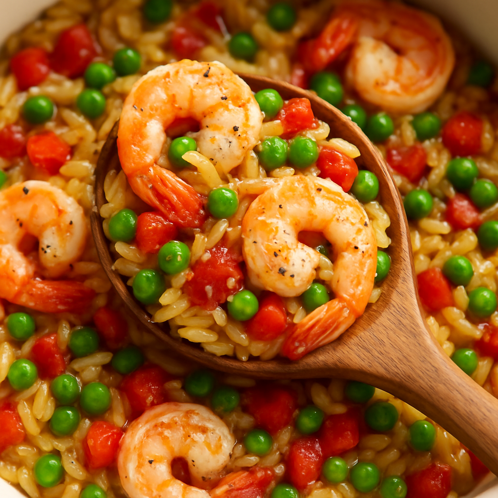 Camarones con Orzo al Limón en Una Sola Olla