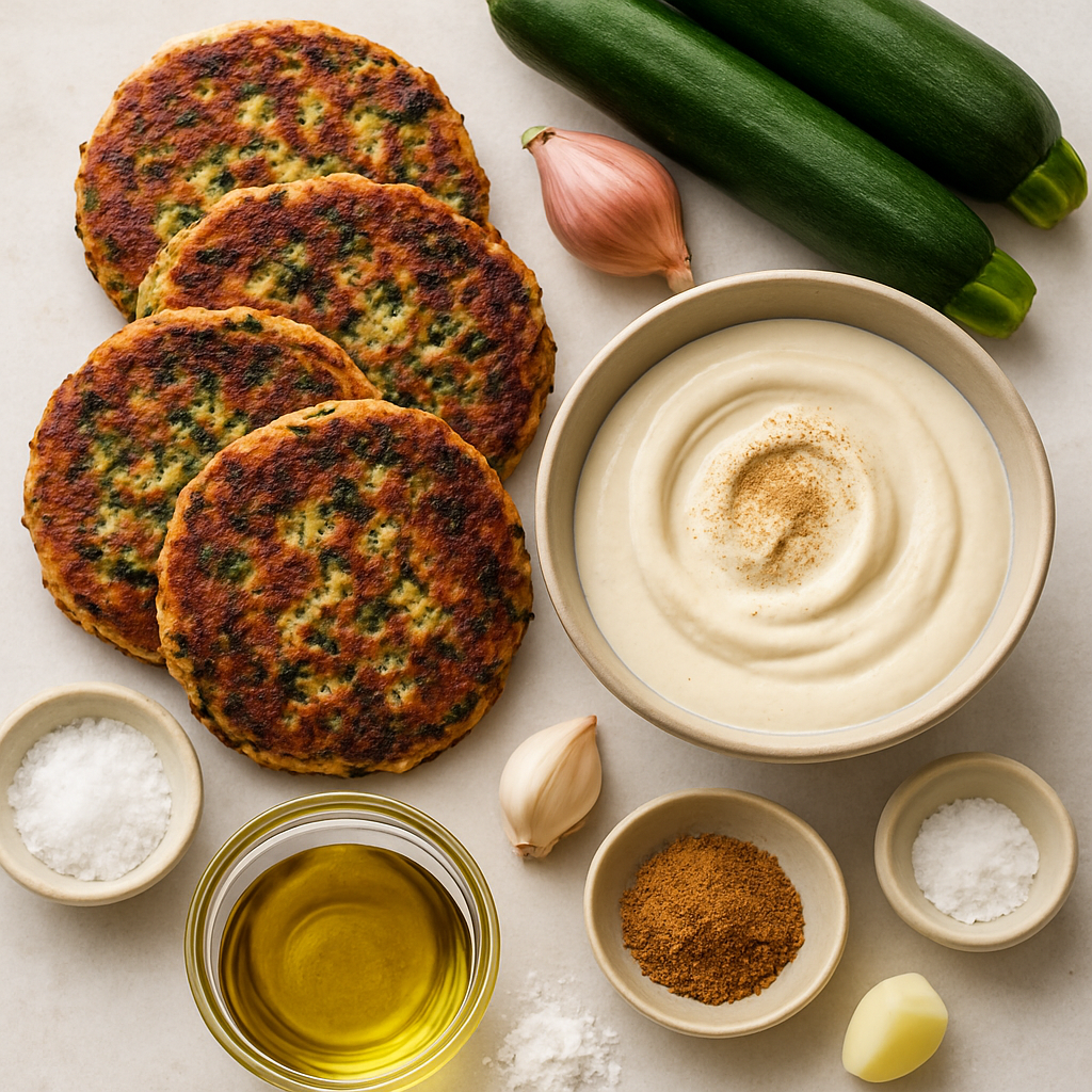 Middle-Eastern Zucchini Cakes with Tahini Sauce