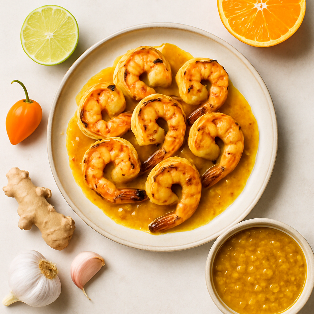 Grilled Shrimp with Turmeric Mojo Sauce