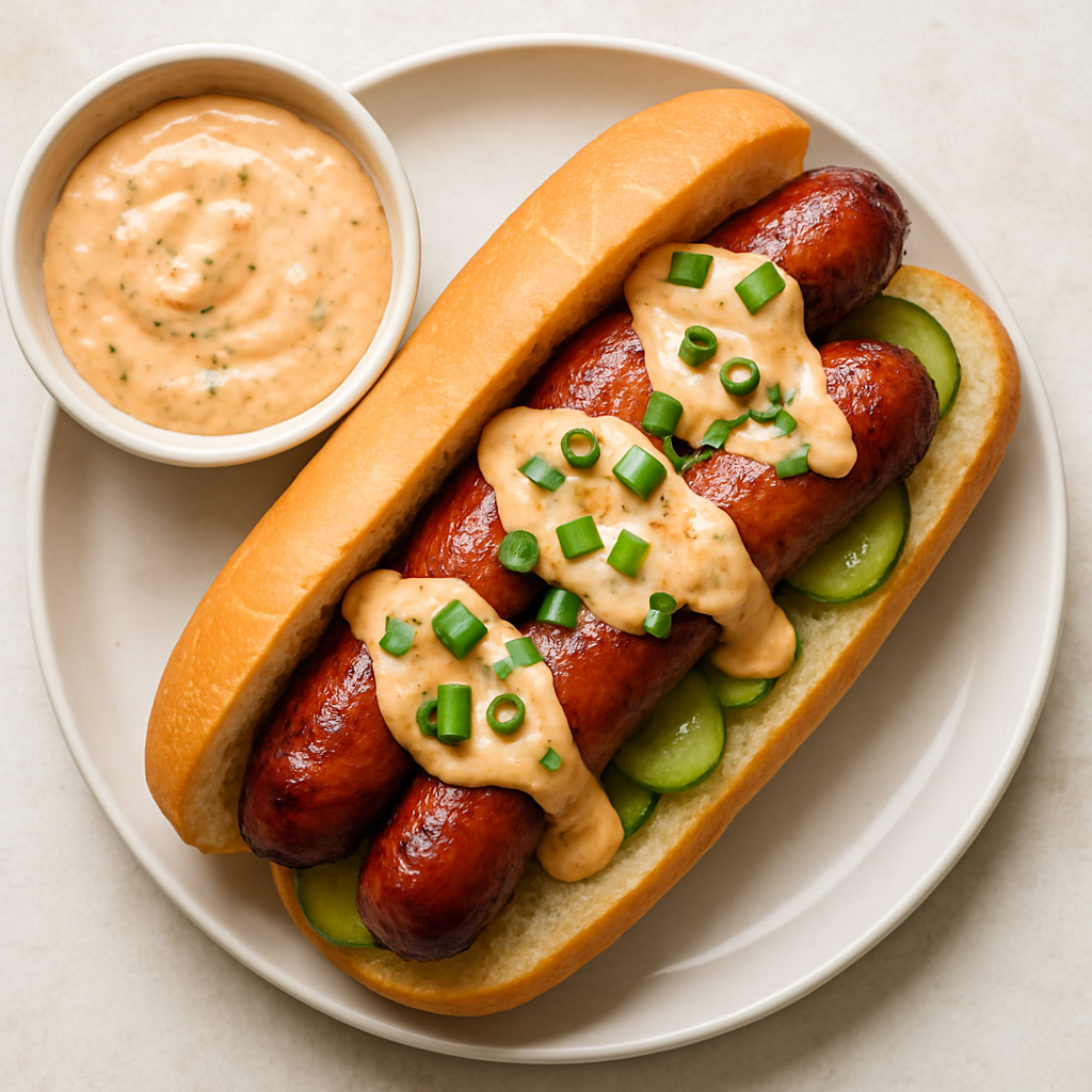 Sausage Po' Boy With Spicy Remoulade Sauce