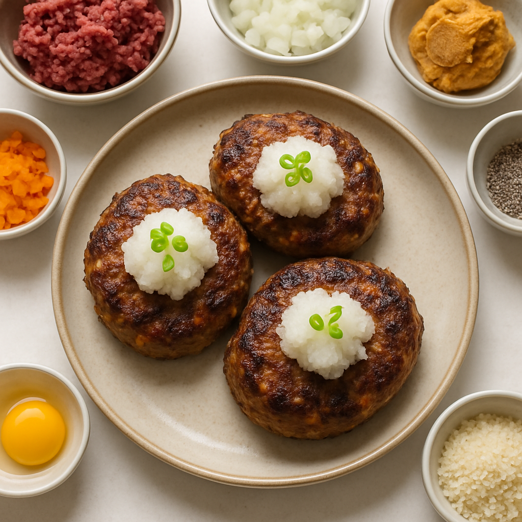 Hamburguesas de Res con Miso y Daikon Oroshi