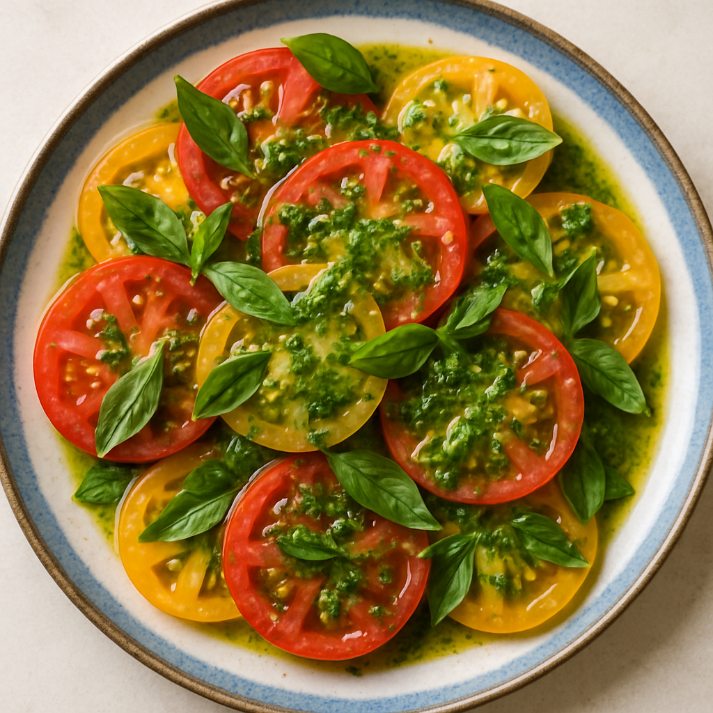 Tomates con Aderezo de Albahaca Tailandesa