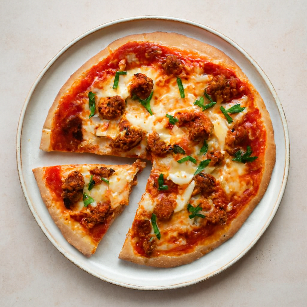 Pizza de Kimchi y Salchicha