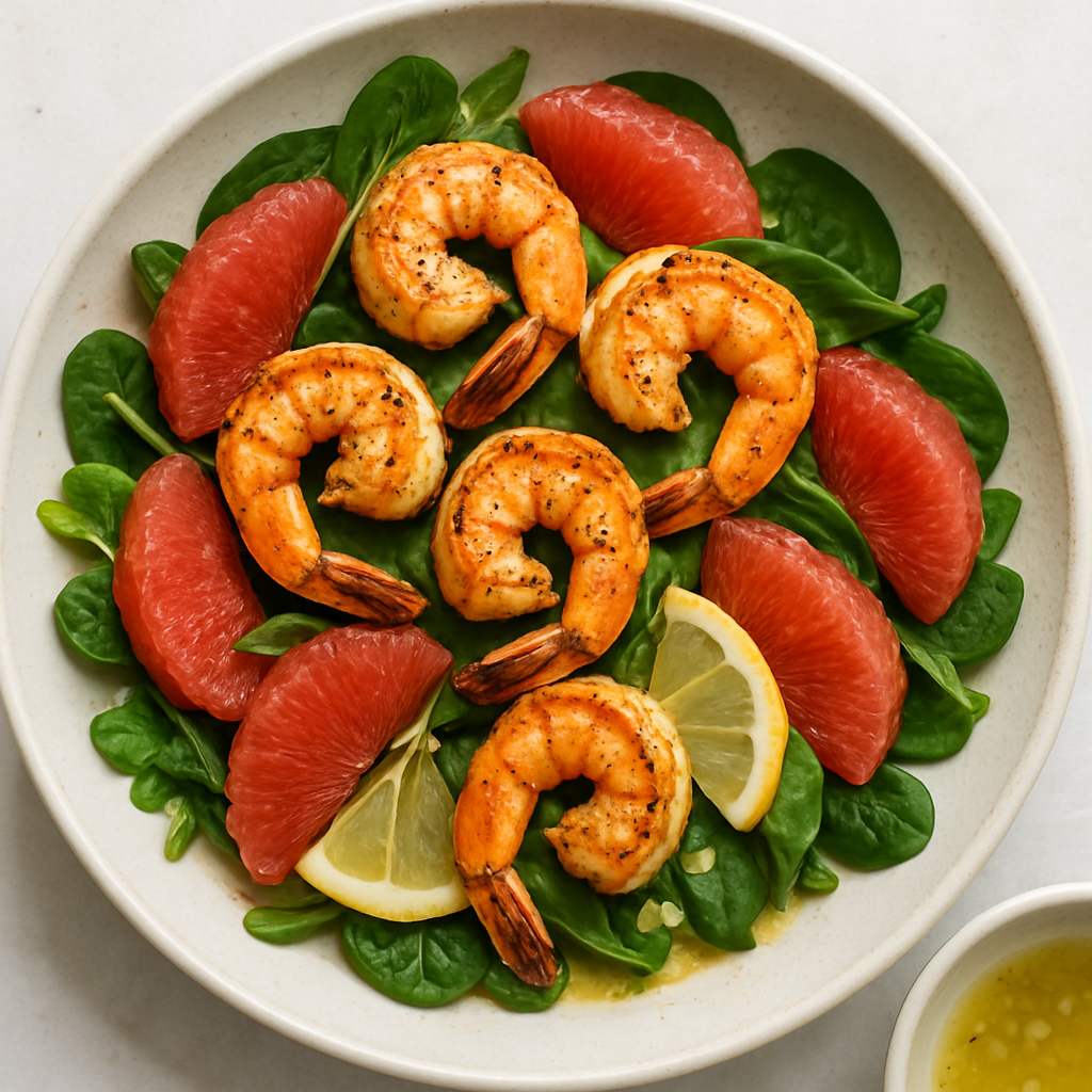 Ensalada de Camarones a la Parrilla y Pomelo