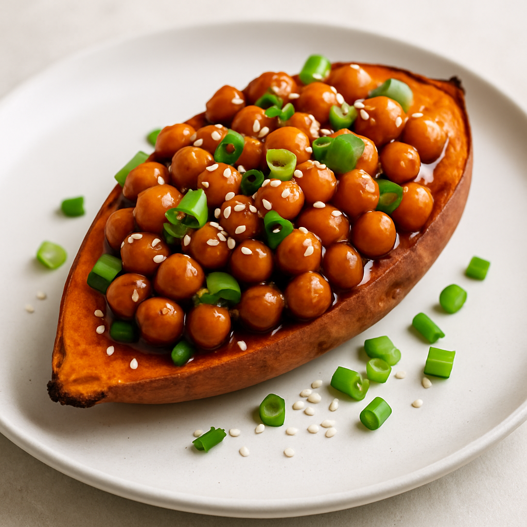 Papa Dulce Rellena de Garbanzos al Teriyaki