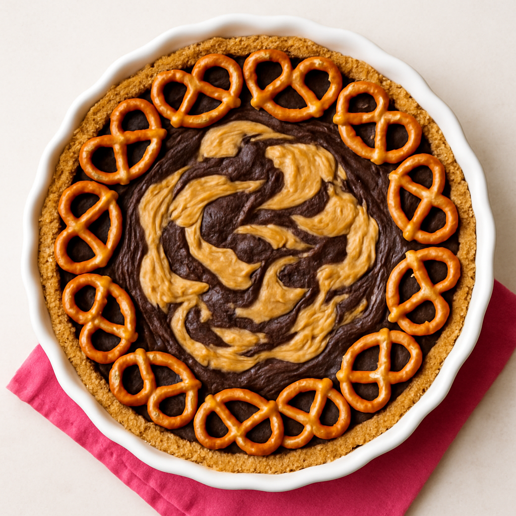 Pastel de Brownie con Pretzel y Mantequilla de Cacahuate