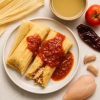 Chicken Tamales with Salsa Roja