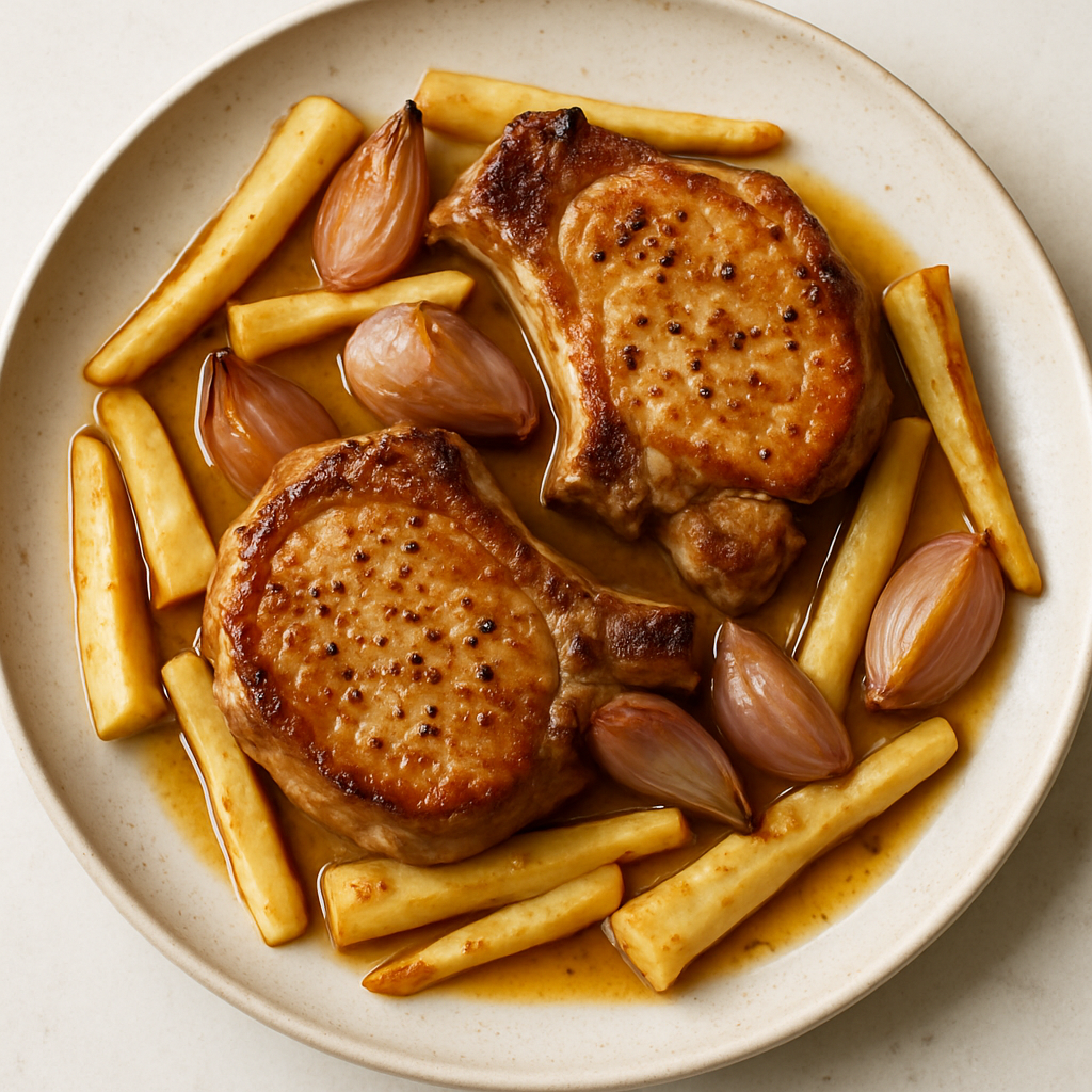 Pork Chops with Parsnips and Shallots