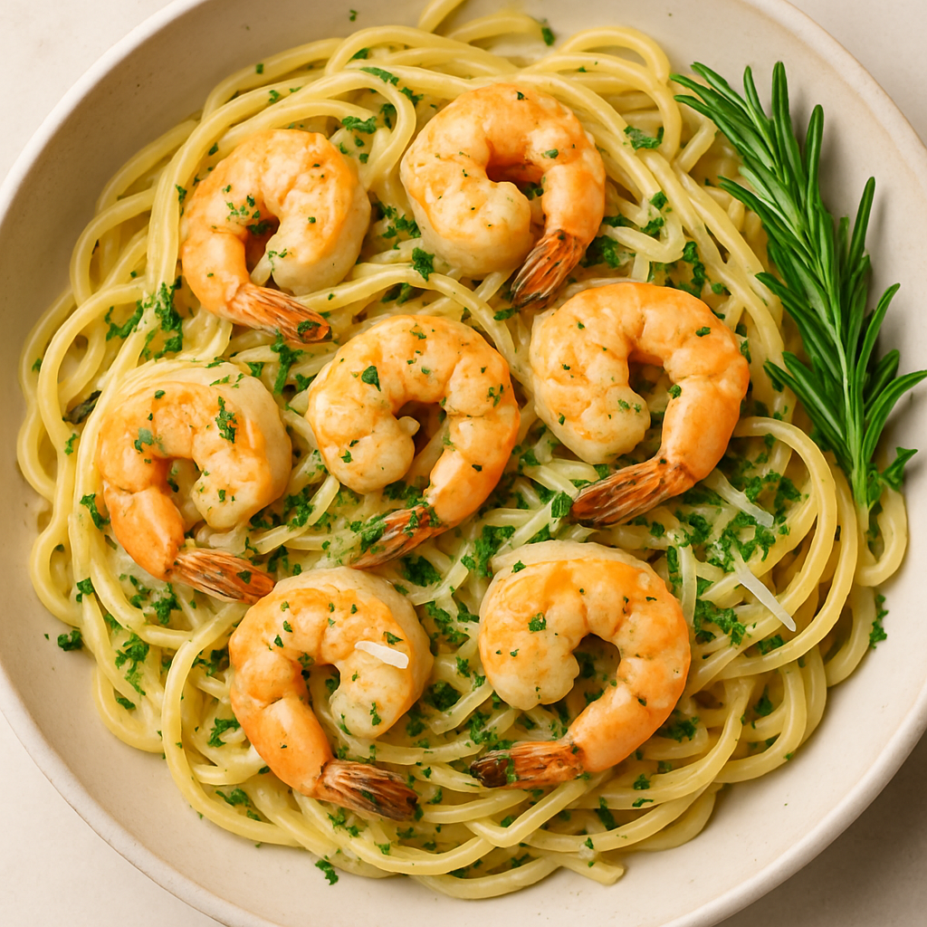 Linguini con Camarones y Hierbas Frescas