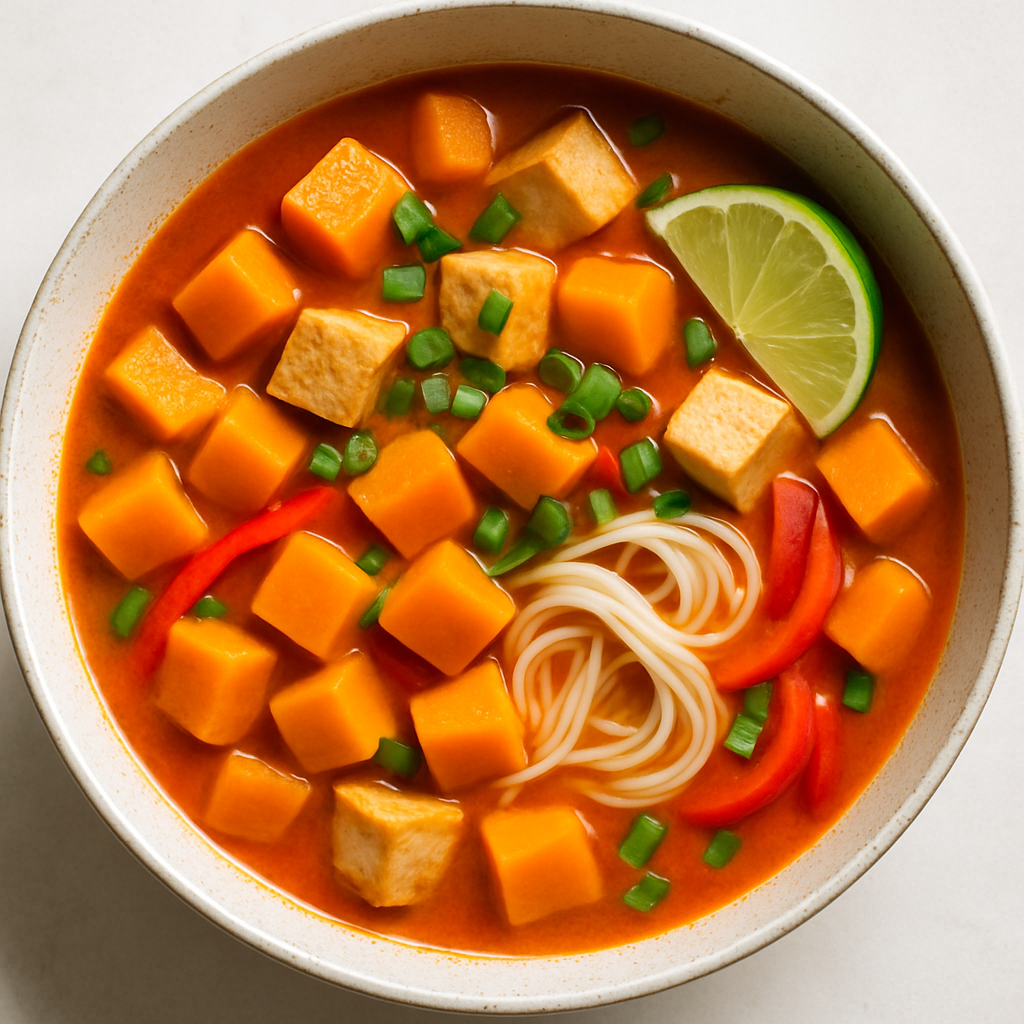 Sopa Tailandesa de Fideos y Calabaza Roja