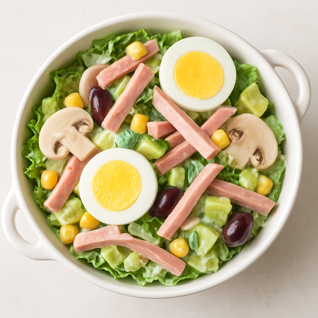 Ensalada de Jamón Ahumado y Huevo Duro