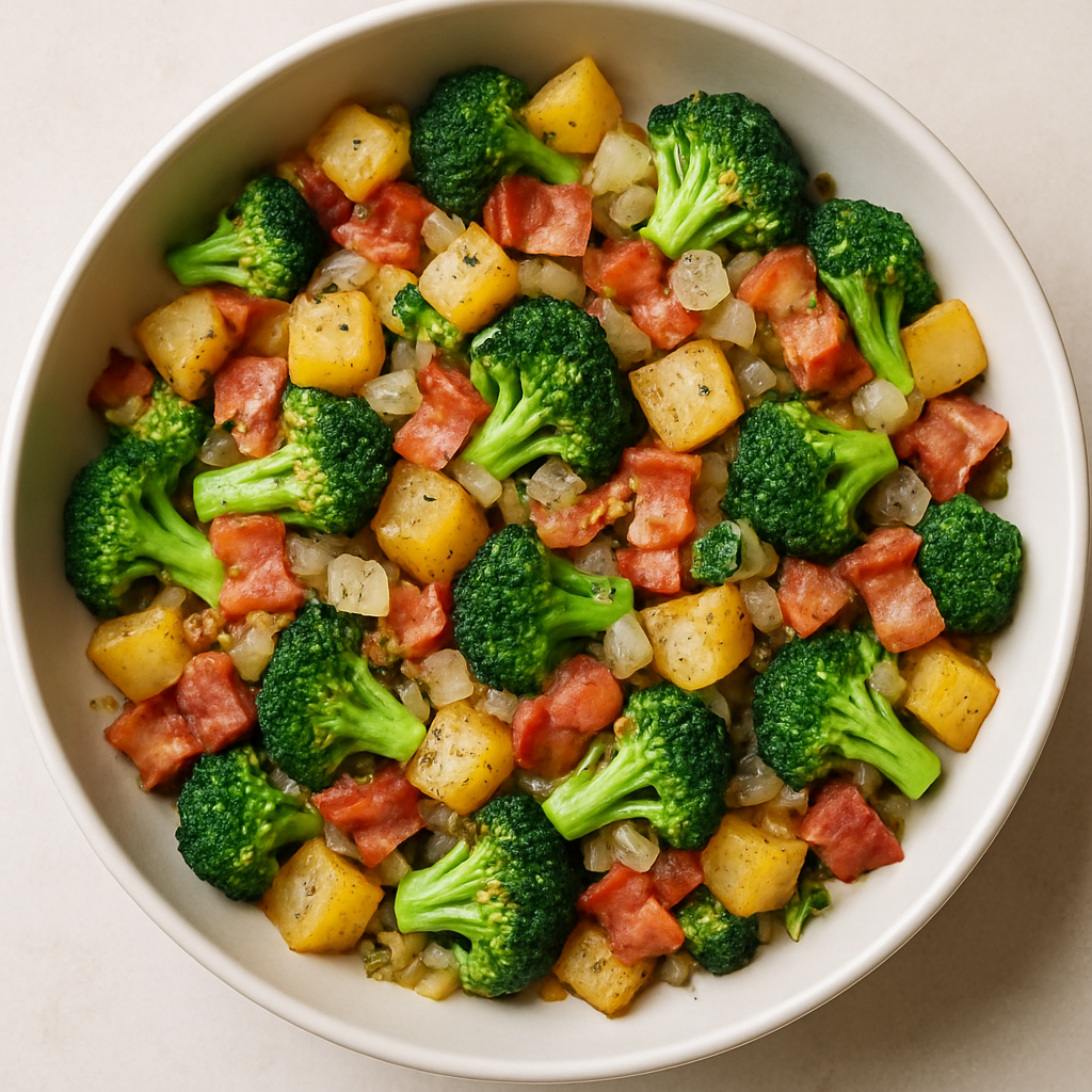 Hash de Brócoli, Papa y Tocino
