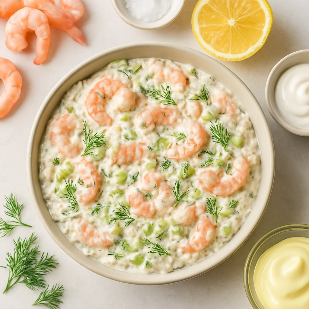 Dip Cremoso de Camarones con Chalotas, Eneldo y Limón