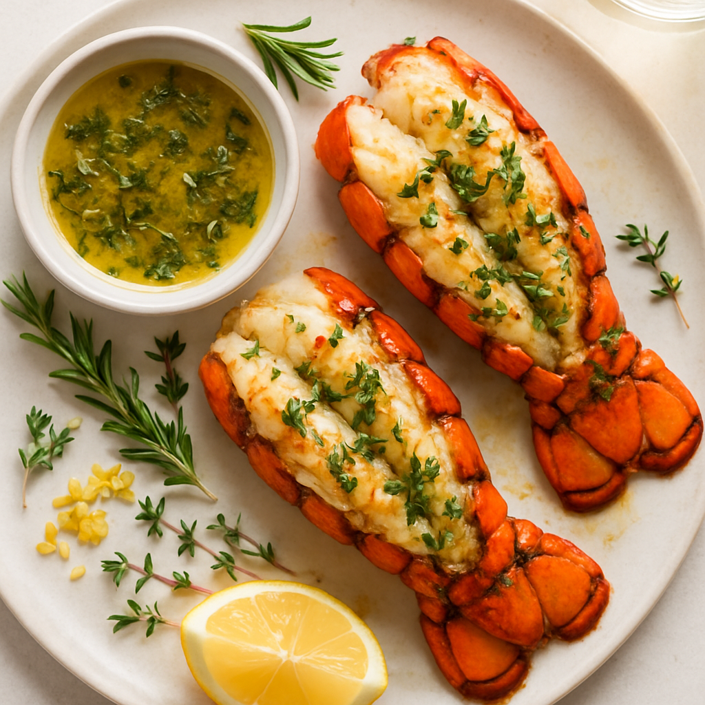 Broiled Lobster Tails in Herb Butter