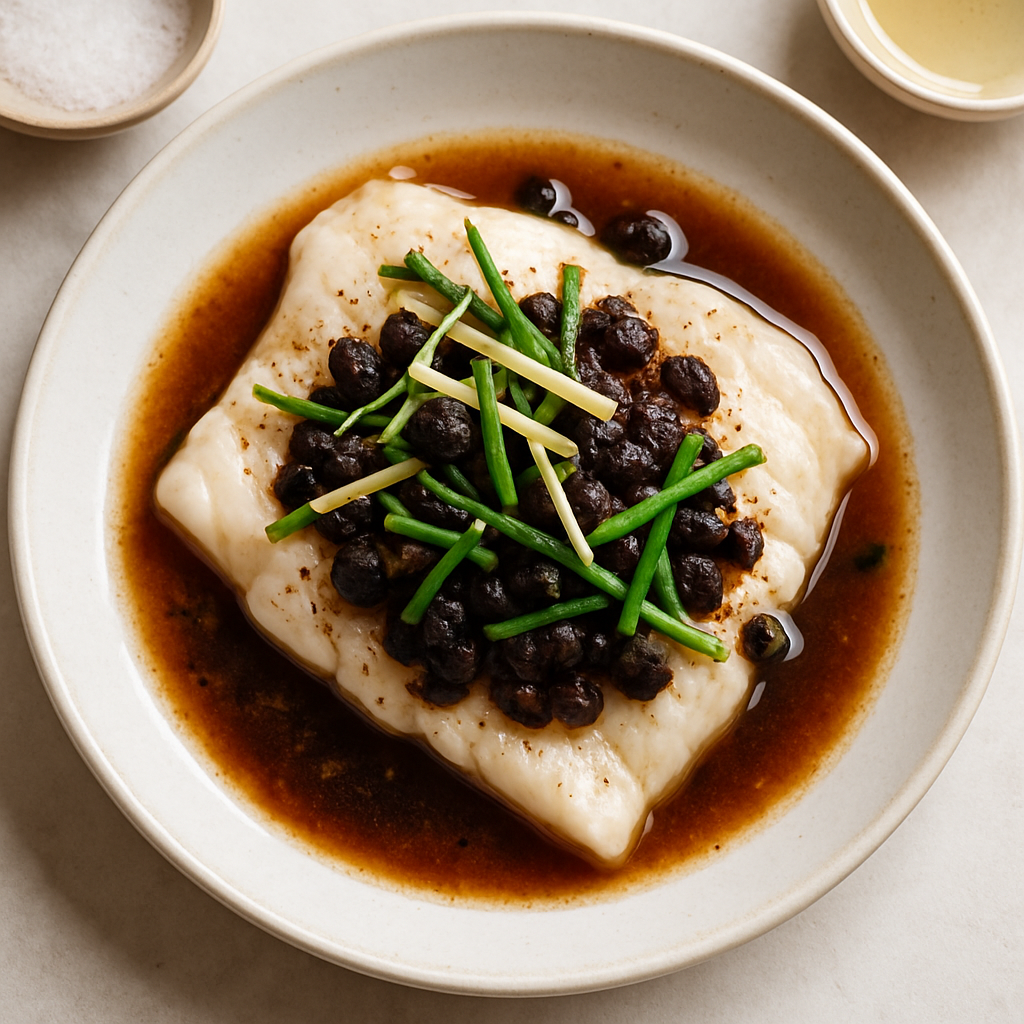 Pescado al Vapor con Salsa de Frijoles Negros