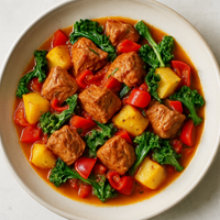 Pot-Roast Pork Goulash with Potatoes & Greens
