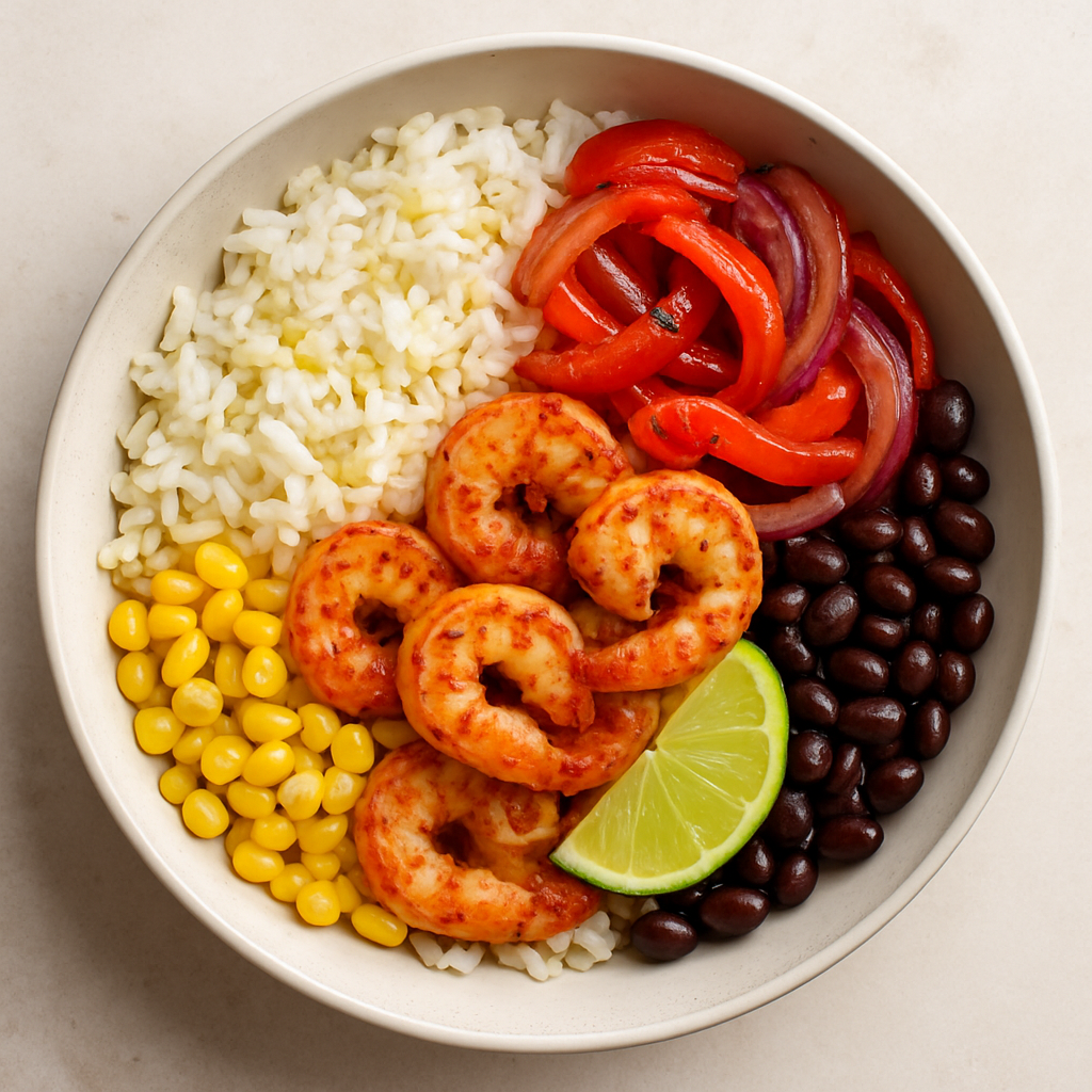 Tazón de Fajita de Camarón con Chile y Limón
