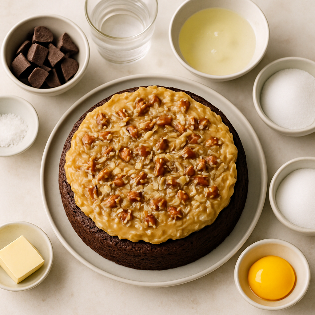 German Chocolate Cake with Caramel Cream Frosting